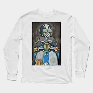 Retro Scooter, Classic Scooter, Scooterist, Scootering, Scooter Rider, Mod Art Long Sleeve T-Shirt